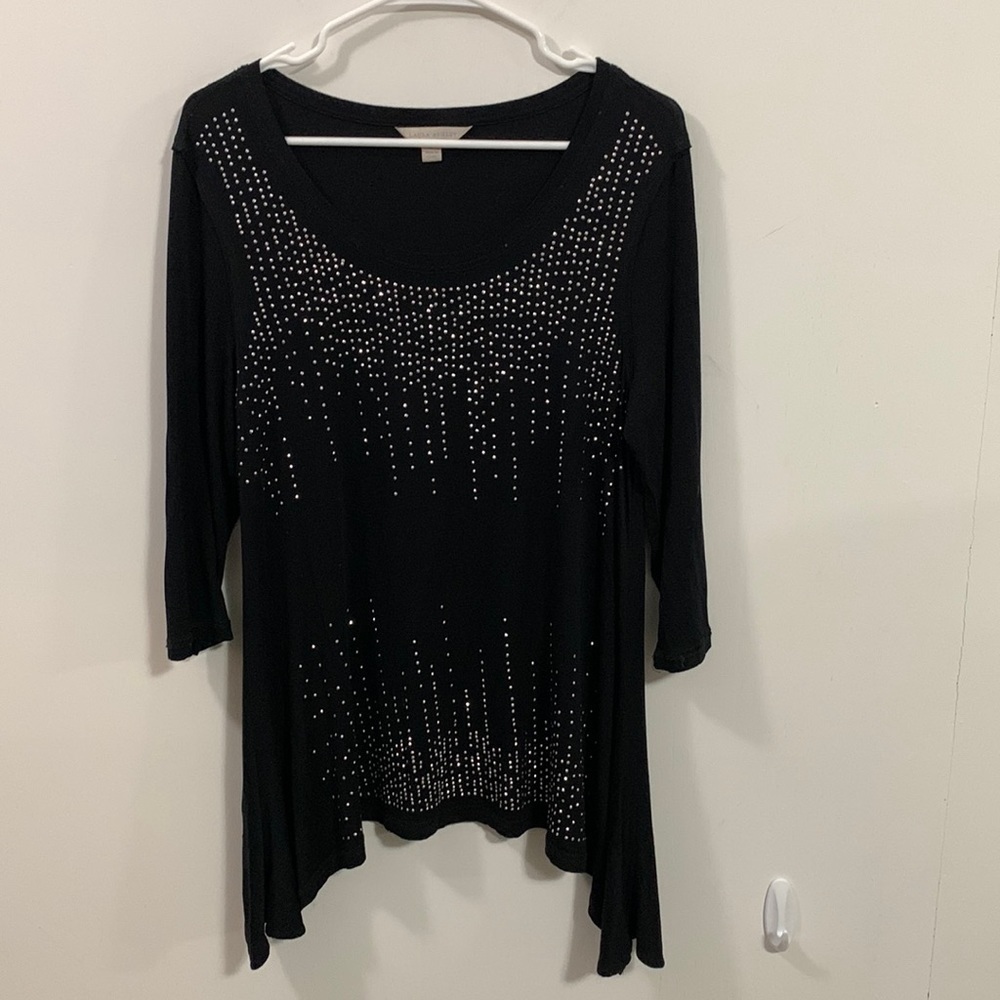 Laura Ashley Rhinestone embellished, shark bite hem, Size Medium. Good condition